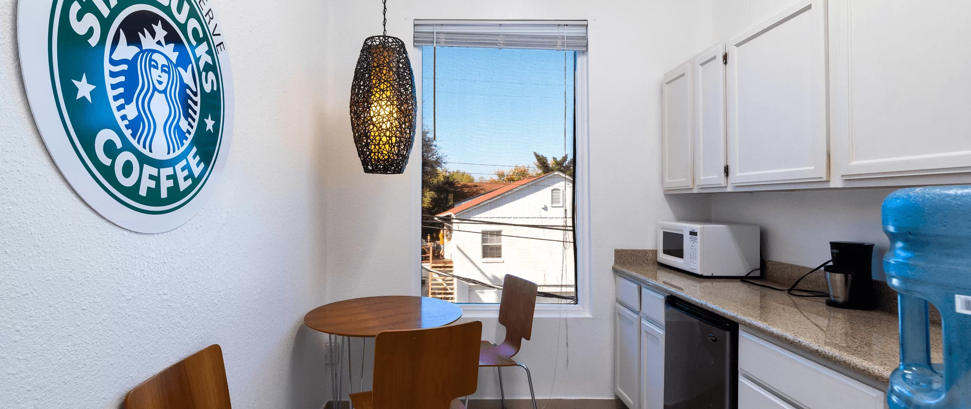 Modern Starbucks lobby interior with comfortable seating and contemporary design